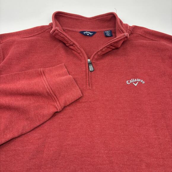 Callaway Mens 2Xl Solid Red 1/4 Zip Long Sleeve Pullover Sweater - Picture 1 of 6